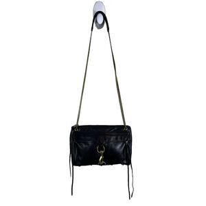 Rebecca Minkoff Black Clean Leather Chain Crossbody Bronze‎ Color Hardware